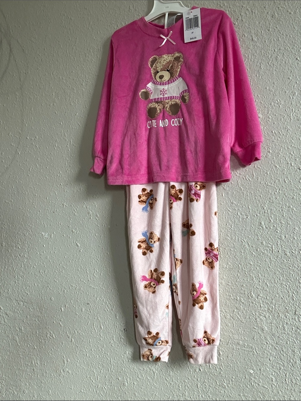 Cute And Cozy Pink Teddy Bear Girls' Pajama Set